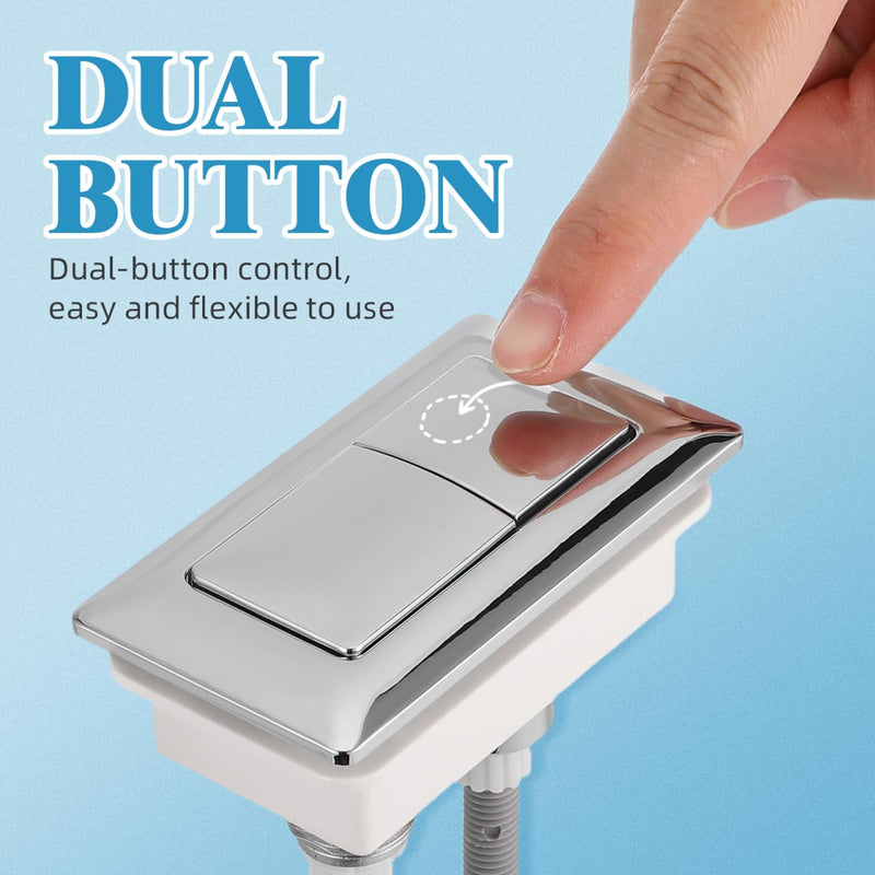 DOITOOL 2pcs Dual Flush Toilet Button Replacement, 5. 5 X 3. 3 Inch Rectangular Abs Push Button with Rods, Chrome Plated Water Tank Valve Switch for Bathroom 2