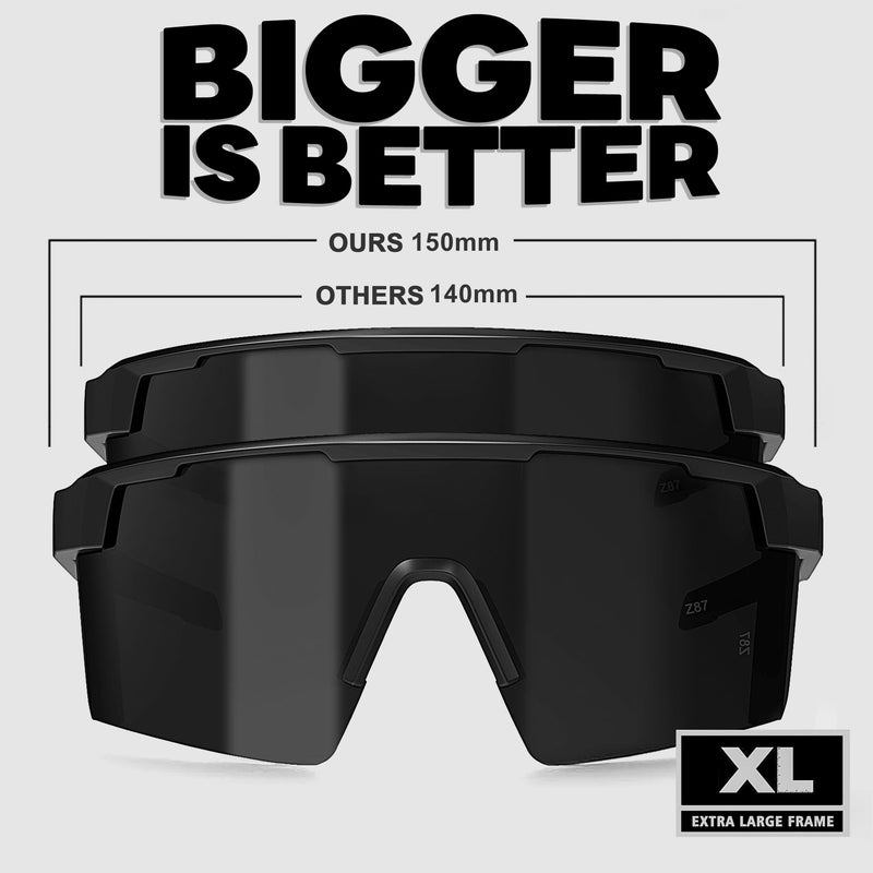 WISTON XL Z87 Sunglasses for Big Wide Heads Men Women,TR90 Ultralight UV400 Protection Sun Glasses Z8224 Black -Non Polarized