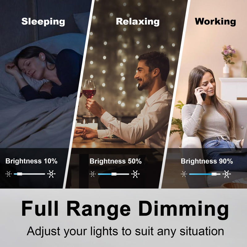 BESTTEN 2 Pack Dimmer Light Switch, Universal Lighting Control, Single Pole or 3 Way, Compatible with LED Dimmable Lamp, CFL, Incandescent, Halogen Bulb, Decorator Wallplate Included, White Standard