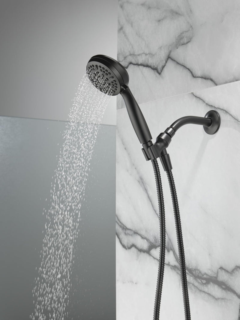 Delta Faucet 5-Setting Handheld Shower Head, Black Shower Head with Hose, Showerheads & Handheld Showers, Handheld Shower Heads, Detachable Shower Head, Hand Shower 1.75 GPM, Matte Black 75511BL