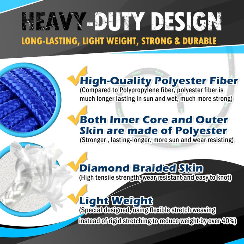 PerkHomy 90 ft 1/4 inch (7mm) Nylon Poly Rope Flag Pole Polypropylene Clothes Line Camping Utility Good for Tie Pull Swing Climb Knot (White) White 1/4" x 90'
