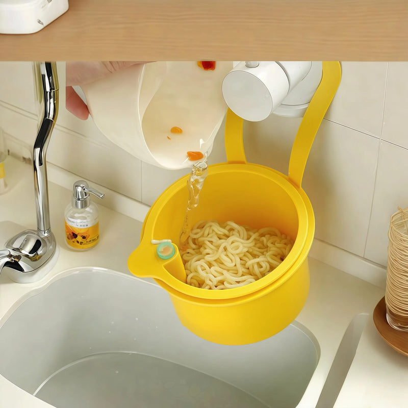 Kitchen sink food residue collection and filter basket, press-to-clean design(Yellow) Yellow