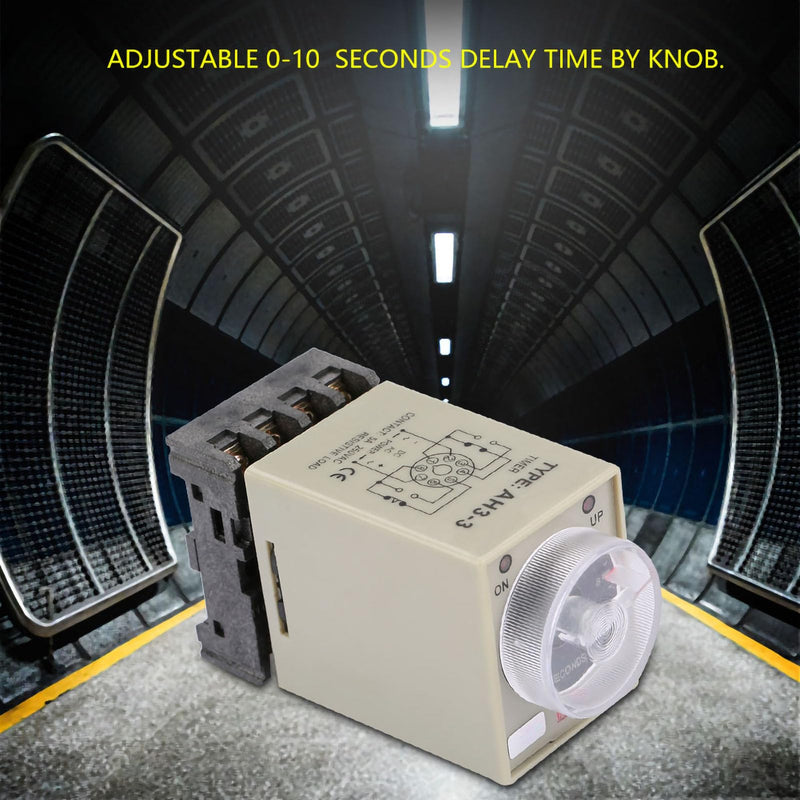 Timer Relay, Delay ON Time Relay, AH3-3 AC 110V 0-10 Seconds Knob Control Timer Relay Delay ON Time Relay with Base AC 110V