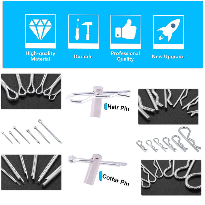 Cotter Pin Assortment Kit,SpzcdZa 302pcs 13 Size Cotter Pins Assortment Kit 304 Stainless Steel R Clips Hardware Pins & Hairpin Cotter Pins Set for Trucks, Engine Repair 302pcs Cotter Pin Assortment Kit