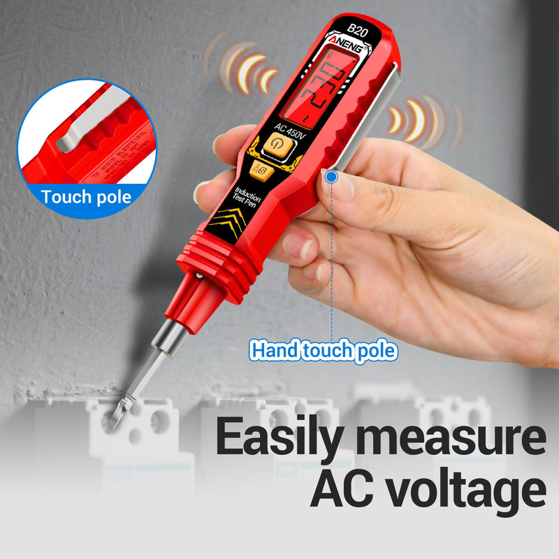 ANENG Voltage Tester with Double Head Screwdriver Tester Tool,Non Contact Voltage Detector,Electrical Tester,Dual-Range AC 11V/30V-1000V,LCD Display,Buzzer Alarm,Live/Null Wire,Wire Breakpoint Finder Red