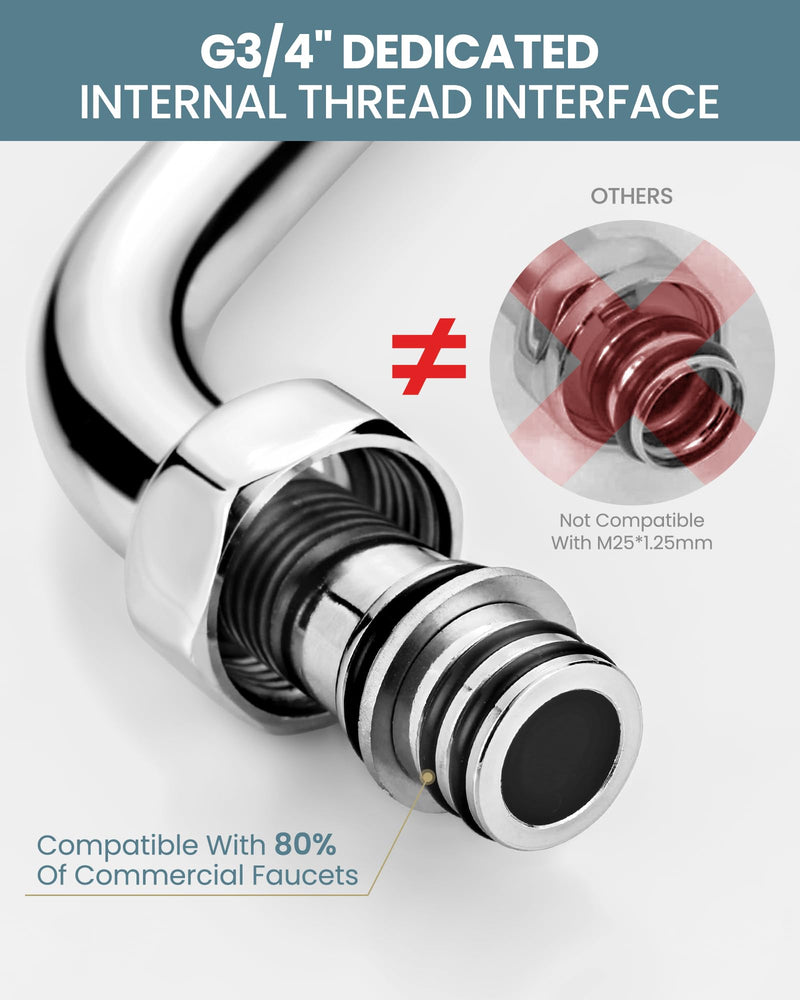 18" Commercial Faucet Swivel Spout Replacement, G3/4" (26.4mm) Internal Thread Connector - Add-on Swing Nozzle for Commercial Kitchen Sink Faucets with G3/4" Male Thread (1.8/2.2 GPM Aerator) 18 Inch