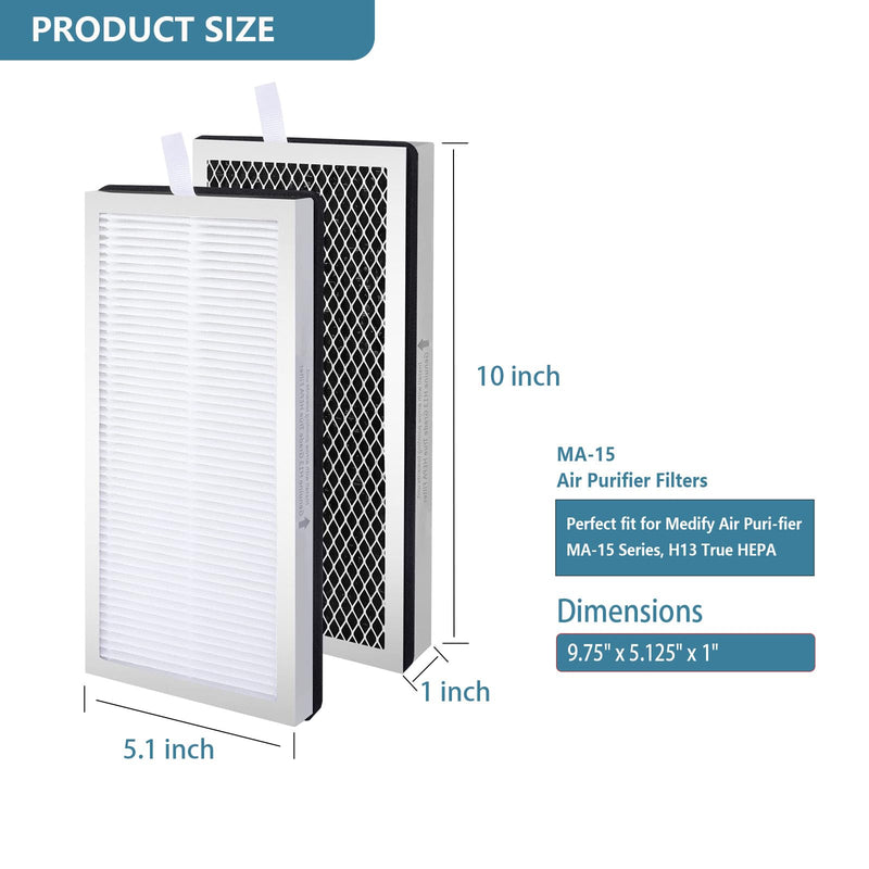 MA15 Replacement Filter Compatible with Medify MA-15 Air Purifier 2 pack