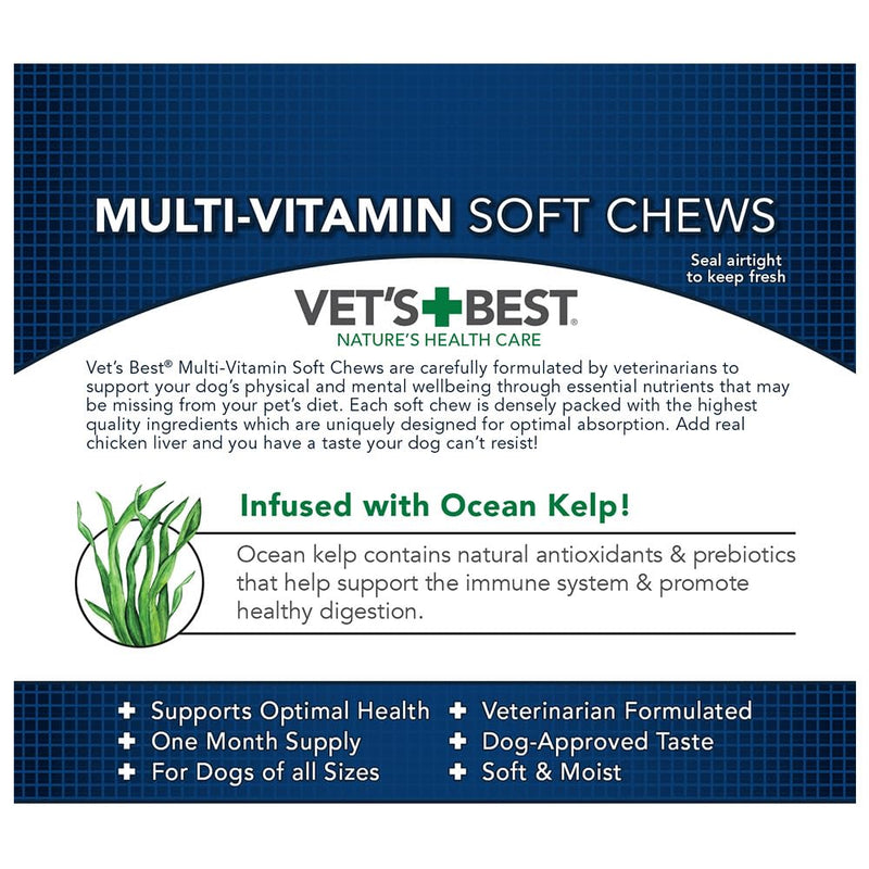 Vet's Best Multi-Vitamin Soft Chew Dog Supplements | Vitamins for Dogs | Supports Dogs Physical and Mental Health | 30 Day Supply - PawsPlanet Australia