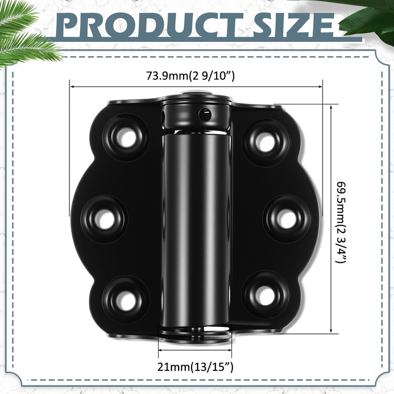 Zonon 4 Pack Self Closing Screen Door Hinge 2 3/4" Adjustable Heavy Duty Steel Spring Loaded Hinges Closer for Screen Cabinet Garage Storm Left and Right Door(Black) Black