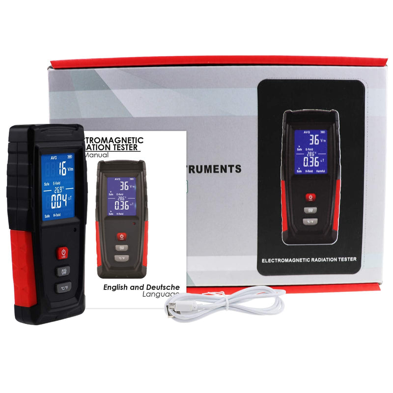 EMF Meter Rechargeable Digital Electromagnetic Field Radiation Detector with Color-Screen Display and Sound-Light Alarm for Electric Magnetic Field Inspection, Home, Office and Ghost Hunting