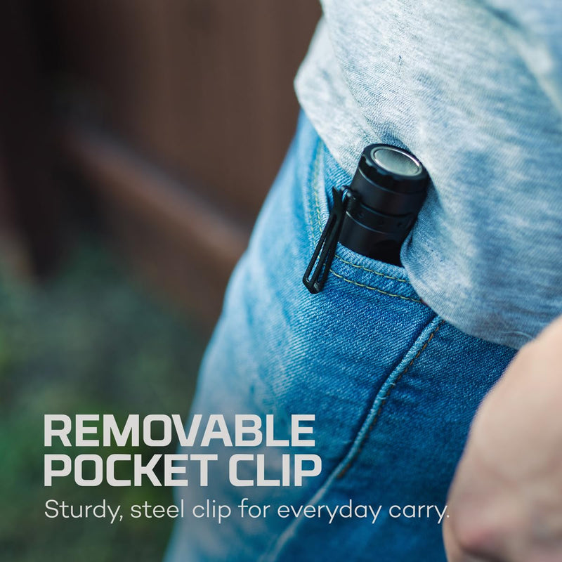 NEBO Mini Larry 500 Pocket Flashlight | 500 Lumens, 2 Light Modes, Compact, Rechargeable COB Work Light & Mini Flashlight, Magnetic Base & Steel Clip, Waterproof, Includes USB-C Charging Cable Pocket Light