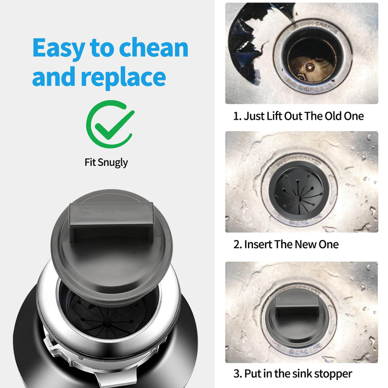 3 Inch Garbage Disposal Splash Guard with Garbage Disposal Cover for Sink, Rubber Garbage Disposal Drain Cover and Food Waste Disposal Splash Guard for Whirlaway, Waste King, and GE Models Black 1+1