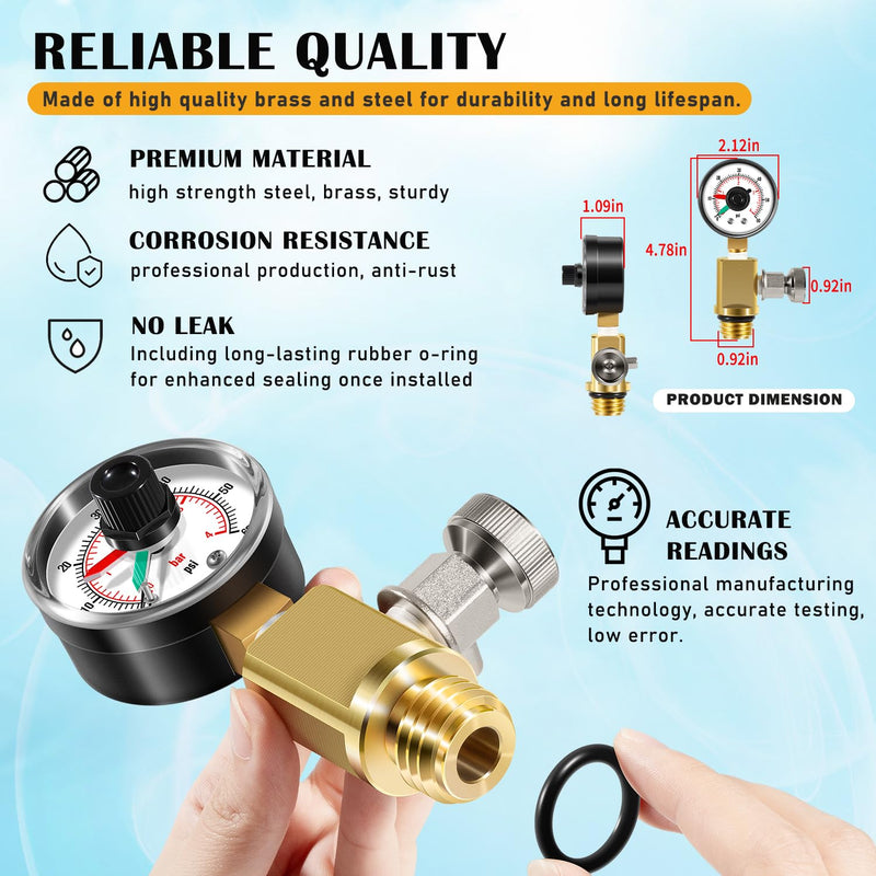 RV40600 98209800 Brass Manual Air Relief Valve Assembly Fit for Pool Filter Systems for FNS, Clean and Clear, Quad DE, 4000 Series Filters