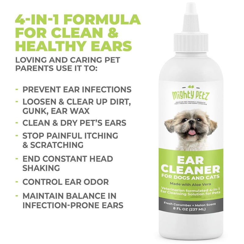 Mighty Petz 2-in-1 Oatmeal Dog Shampoo + Mighty Petz Dog Ear Cleaner Solution + 2-in-1 Dog Breath Freshener Spray & Water Additive Bundle - PawsPlanet Australia
