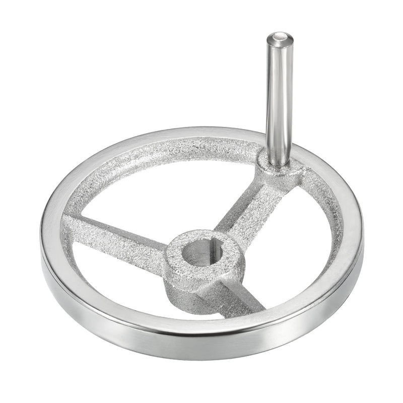 PATIKIL 120mm/4.72 Inch Diameter Rotary Handwheel, 1 Pack Cast Iron Chrome Plated with Handle for Many Types of Milling Machines and Lathes, Silver Tone 4.72 Inch