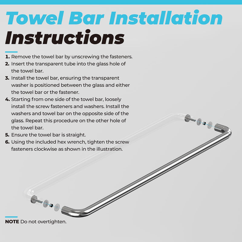 PalpitateC 24" Glass Shower Door Towel Bar fit for Commercial and Residential Glass Doors, Stainless Steel Sliding Shower Door Handle with Chrome Surface Treatment, 1 Pack