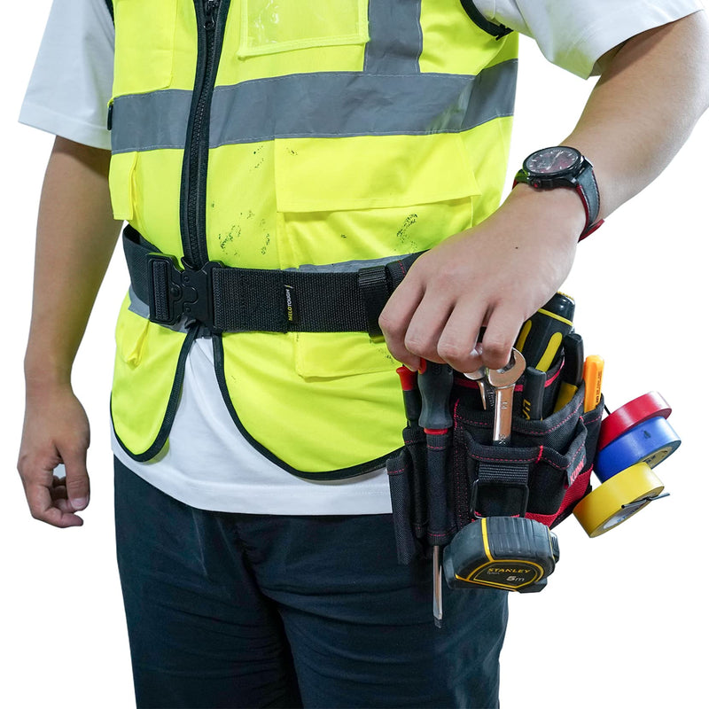 MELOTOUGH 2" Nylon Web Work Tool Belt for Men with Heavy Duty Quick Release Rugged Metal Buckle outdoor men's belt Tool Belts (Black) WB006-Black 2 inch