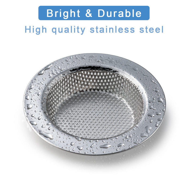 2 Pcs Sink Strainer for Most Kitchen Sink Drain Basket, Upgraded Double-Layer Safe Design Kitchen Sink Strainer (Outer Diameter 4.5 Inch) Silver(2 Pcs)