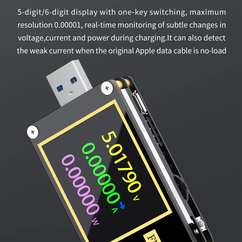 USB Power Meter, USB Tester 4-24V 0-6.5A USB Voltmeter Ammeter with Screen Flip Function Monitoring, High Precision Multifunctional USB Multimeter Voltage and Current Tester(FNB48)