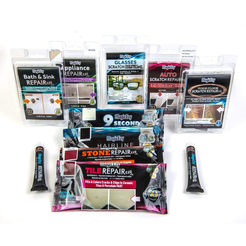 MagicEzy Fibreglass RepairEzy (White) - Fibreglass Repair Kit in a Tube - Boat, Pool, Tub, Surfboard - Fiberglass and Acrylic Shower, Bath, Hot Tub, Canoe, Jet Ski, Boat White