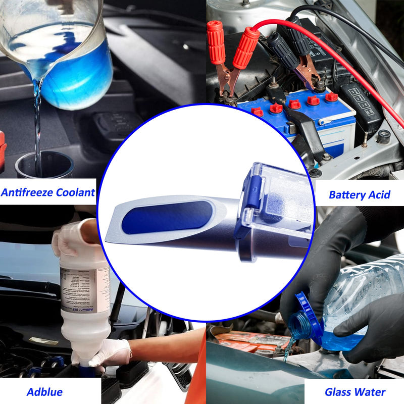 Antifreeze Refractometer 5-in-1 Antifreeze Tester for Checking Automobile Antifreeze Coolant and Freezing Point, Concentration of Ethylene Glycol or Propylene and Battery Acid