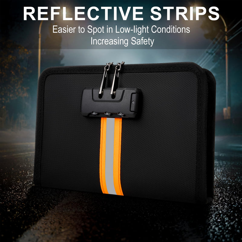 Fireproof Money Bag,Money Bag with Lock and Zipper,Safe Fireproof Waterproof,Suitable for Cash, Mobile Phones, Keys, Credit Cards Black 8*1.1*5 inches
