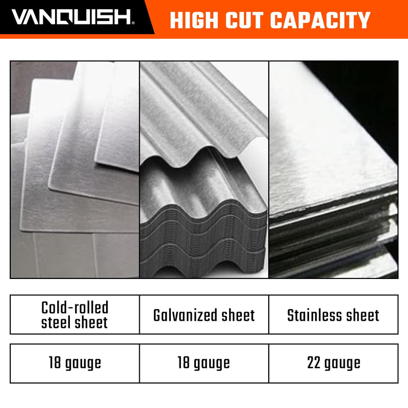 VANQUISH Aviation Tin Snips, Left Cut, Heavy Duty Metal Cutter Shears for Cutting Metal Sheet 3291 Long Left Cut