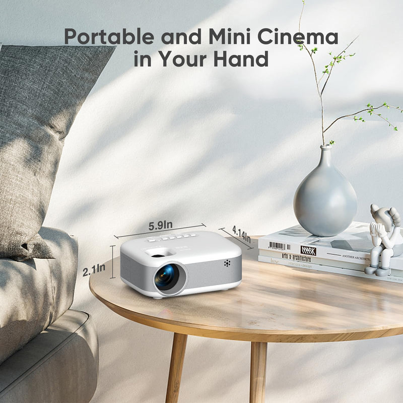 Mini Projector, 2025 Upgraded 1080P HD Projector, Portable Projector with Bluetooth, Movie Projector Compatible with Smartphone/Laptop/TV Stick/HDMI/USB