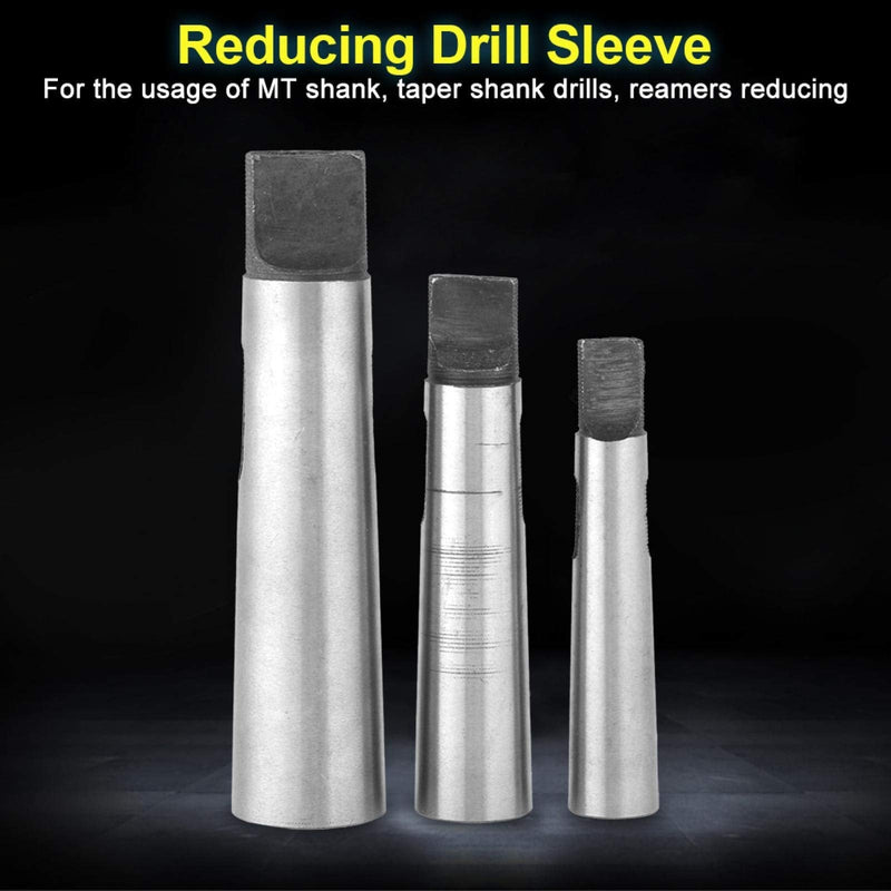 Taper Sleeve Taper Adapter, 3pcs Drill Tapers Chuck Shank Sleeve MT1- MT2 MT2- MT3 TMT3- MT4 Morse Taper Drill Sleeve Reducing for MT Shank Taper Shank Drills