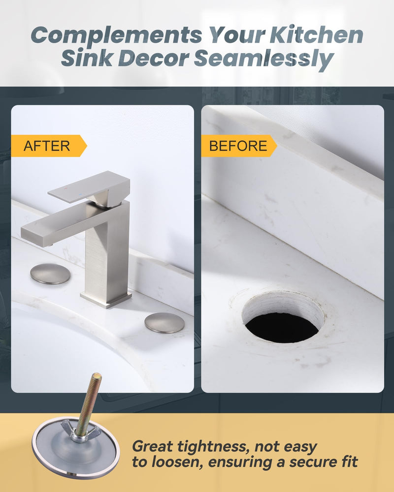 Kitchen Sink Hole Cover, Faucet Hole Cover for Kitchen Sink, Tap Hole Plate Stopper Cover Blanking Brass Metal Plug, Brushed Stainless Steel