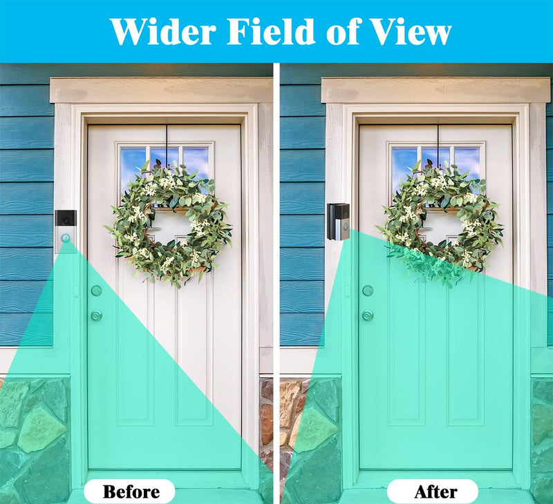 Adjustable (30 to 55 Degree) Video Doorbell Angle Mount, Compatible with Video Doorbell 1/2/3/4/(2020 Release)/Battery Doorbell/Plus, Widen Viewing Range Doorbell Corner Door Mount Wedge Kit (Black)