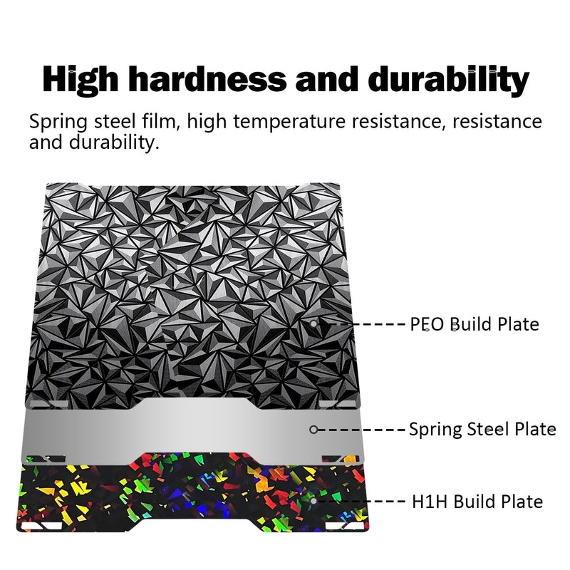 Build Plate for H2D/H2S 355 X346.5MM Smooth Plate Debris H1H +Diamond PEO Build Sheet for H2D AMS Combo/H2D Laser Platform Spring Steel Sheet Heated Bed for Bambu Lab 3D Printer