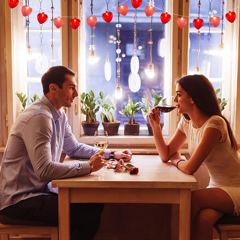 Valentine's Day Decor 8.5Ft Heart Fairy String Lights with 10 Red Pink 3D Heart Lights, Plug in Valentine's Day Love Heart String Lights for Indoor Outdoor Patio Wedding Anniversary Party Decorations Red Pink Heart Lights 8.5 Ft