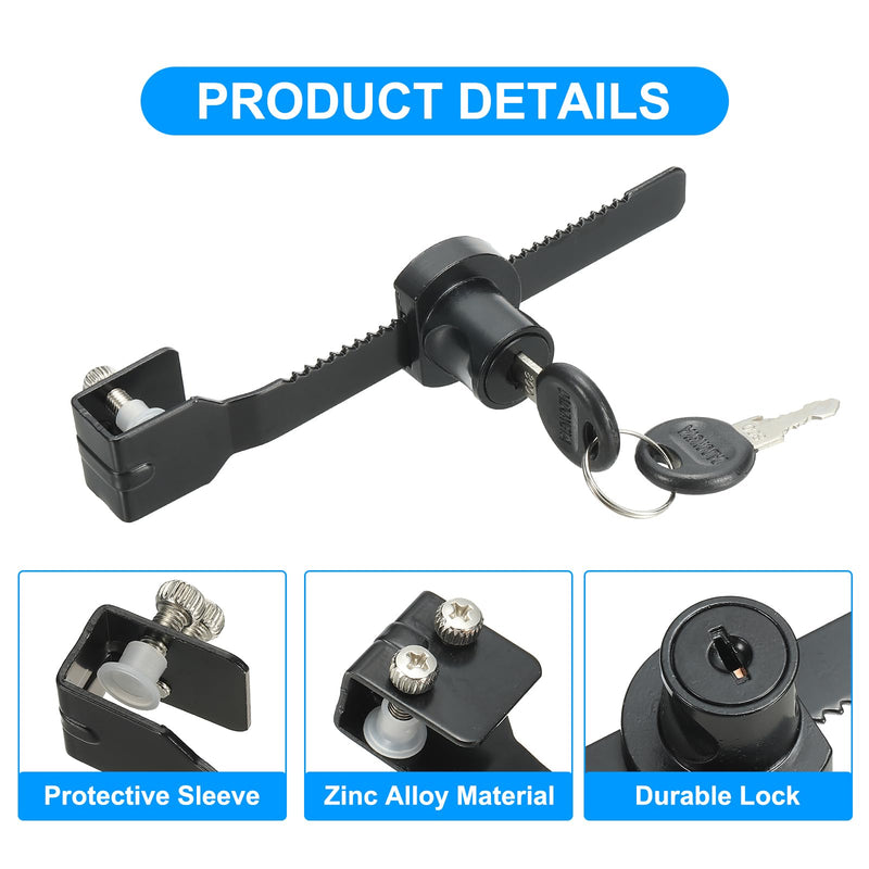 PATIKIL Sliding Glass Cabinet Lock, 8Pcs Keyed Alike Showcase Lock Chrome Finish Ratchet Lock No Drill Glass Door Lock for 5-10mm Glass Door, Black