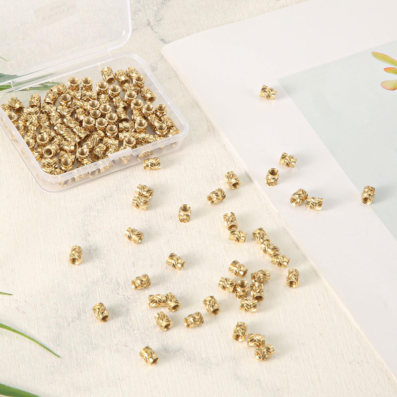 120pcs Threaded Insert, 6-32 x 6.35 x 5.33mm 3D Printing Brass Nuts Knurled Brass Nuts Female Thread Knurled Heat Embedment Nut for 3D Printing Parts Loptop Automotive Plastic Shell