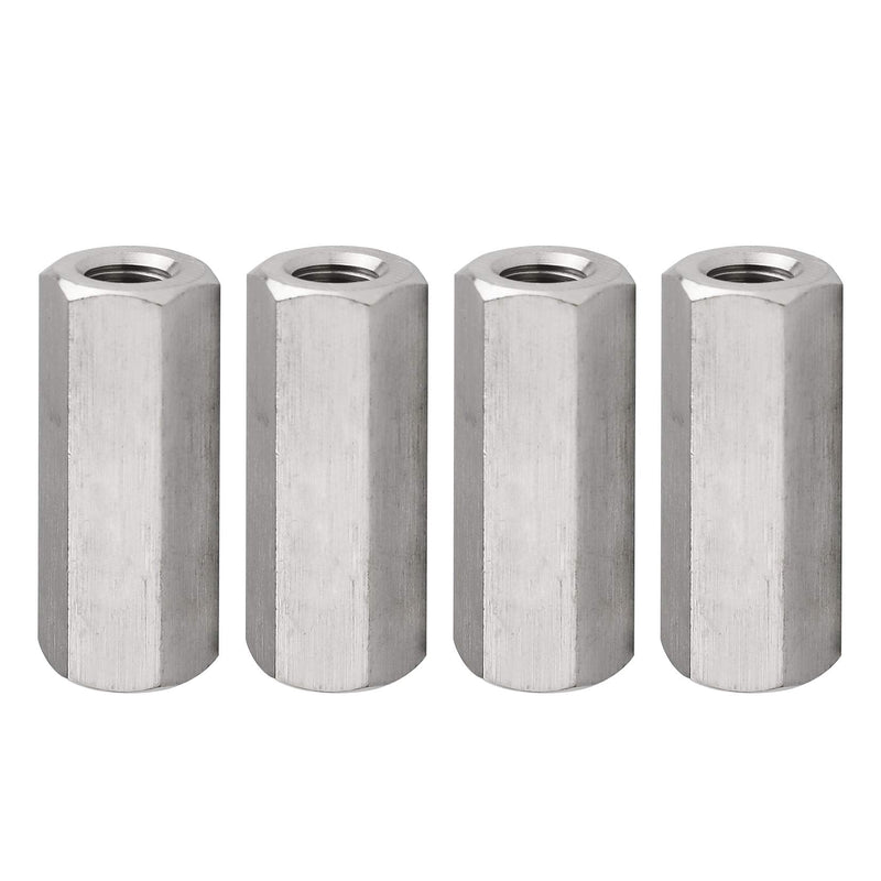 Pack of 4 M8 X 1.25-Pitch 40 mm Length Metric Hex Coupling Nut 304 Stainless Steel Rod Coupling Nuts