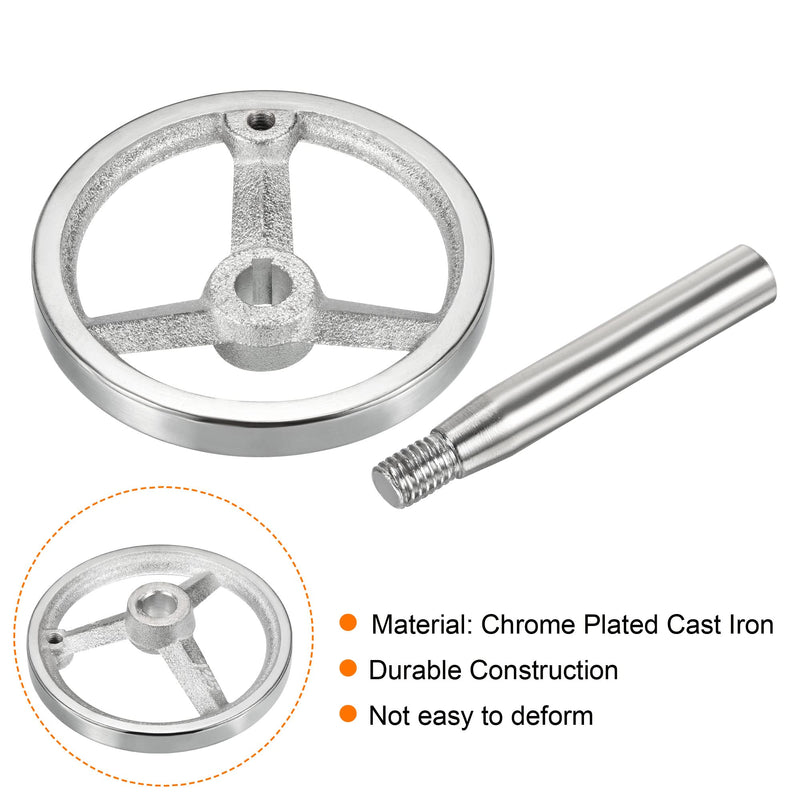 PATIKIL 120mm/4.72 Inch Diameter Rotary Handwheel, 1 Pack Cast Iron Chrome Plated with Handle for Many Types of Milling Machines and Lathes, Silver Tone 4.72 Inch