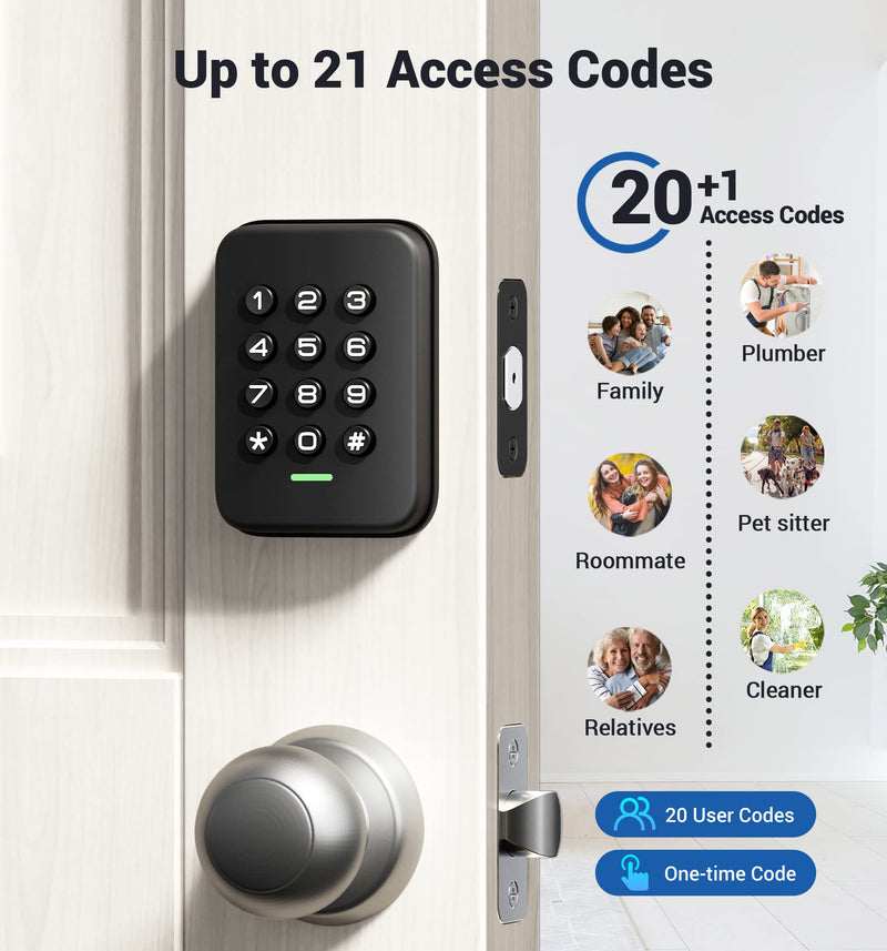 Veise Keyless Entry Door Lock, Electronic Keypad Deadbolt, Auto Lock, Anti-Peeking Password, Emergency Power Port, Easy Installation, Black - NewNest Australia