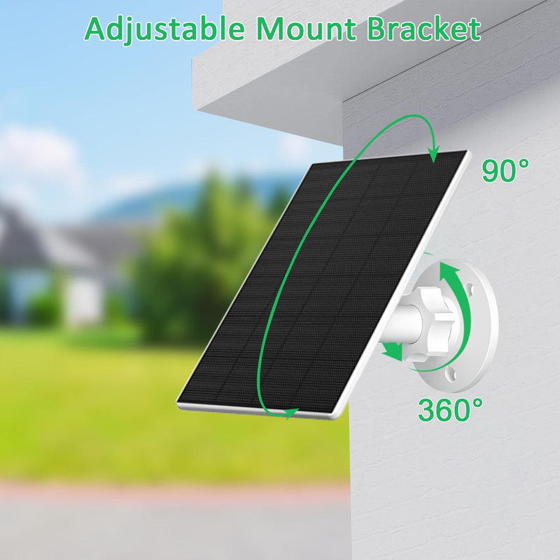 FUTUREZEN 2W Solar Panel for Security Camera Outdoor, 5V USB/Type-C Solar Charger Compatible with Rechargeable Battery Cameras, IP65 Waterproof, 360° Adjustable Mount, 7.2ft Cable (2 Pack, White) 2W-2 Pack-White