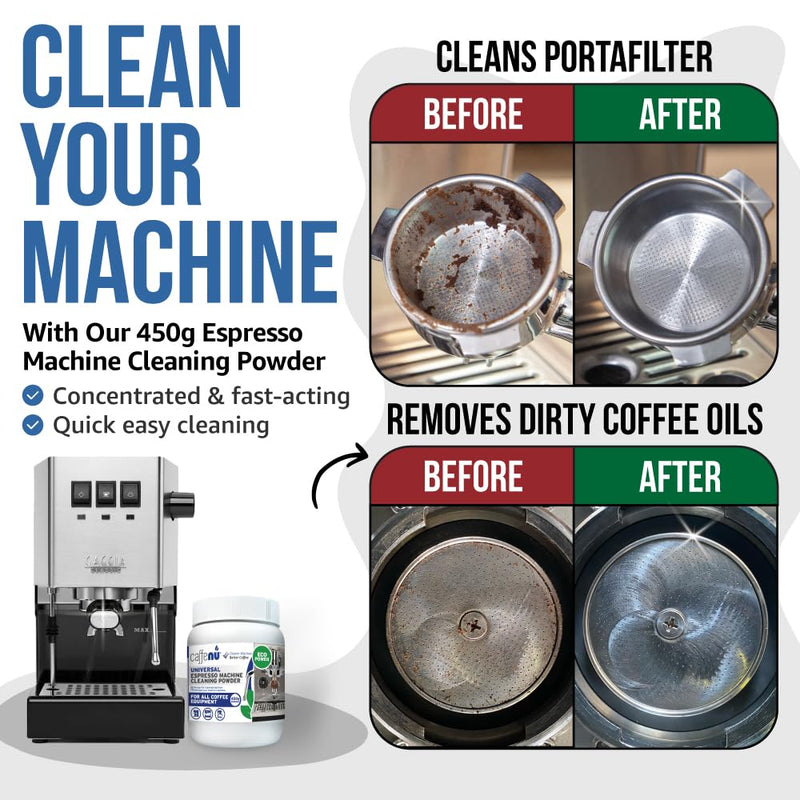 Caffenu Coffee Machine Cleaner Powder 450G - Espresso Machine Cleaner for Group Head - Commercial Machine Cleaning Formula - Complete Your Barista Accessories Collection