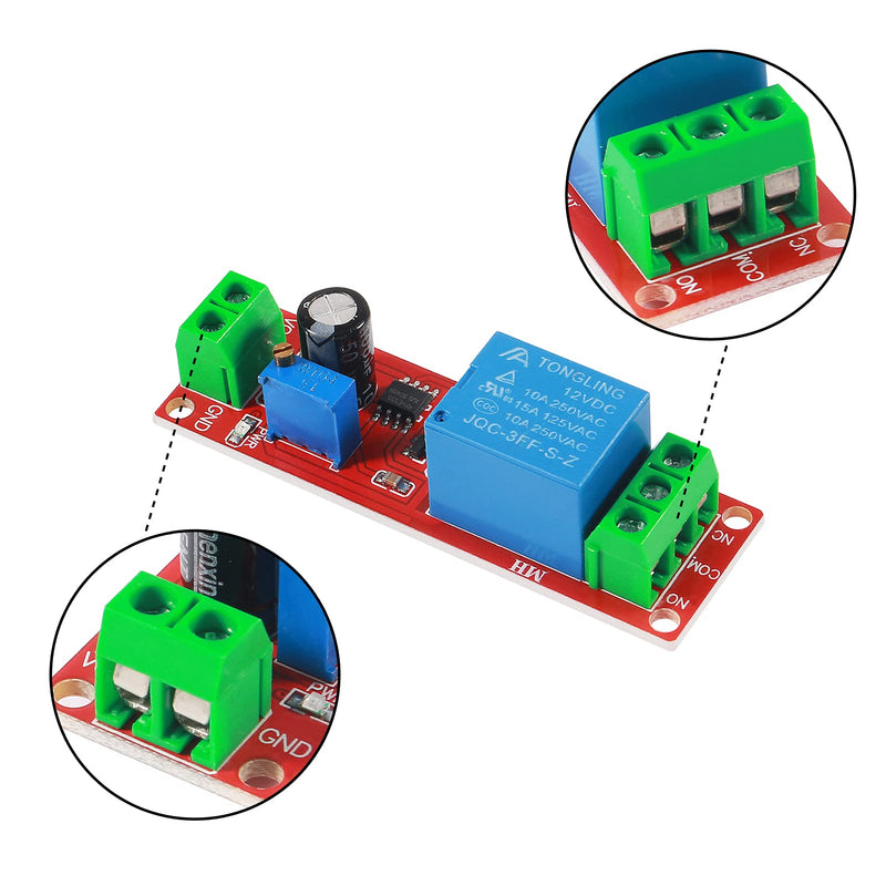 10PCS DC 12V NE555 Delay Timer Relay Switch Module Adjustable 0-10 Seconds Constant Current Regulator Timer Delay Converter for Automotive Control System Electrical Equipment 10PCS 12V