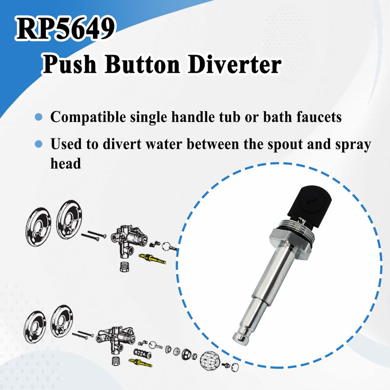 RP5649 Stainless Steel Push Button Diverter, Compatible with Tub and Shower Faucets, Replacement Bathtub Valves Assembly - NewNest Australia