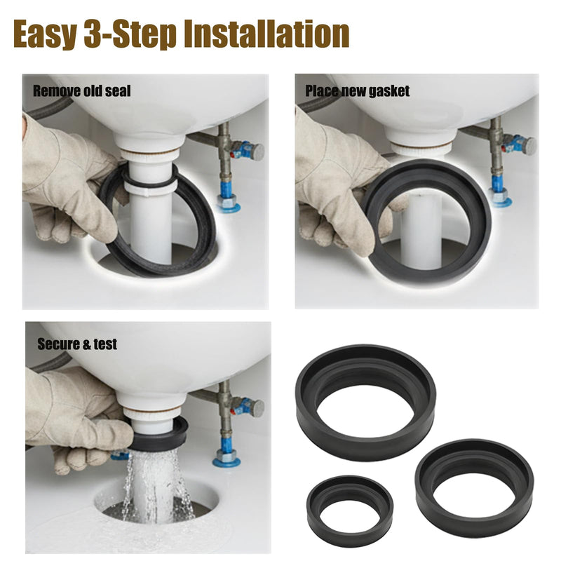 9BU024E Tank to Bowl Gaskets, Tank to Bowl Gasket Compatible with Most 3" Two-Piece Toilets and Toto Drake Toilet，replace toto toilet part，(3PCS)