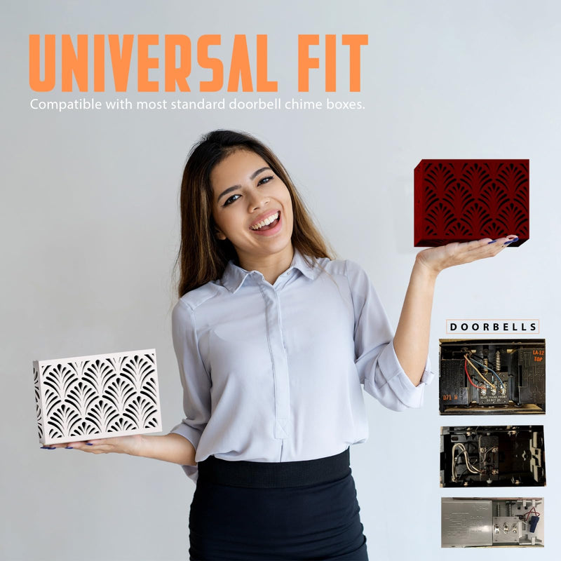Doorbell Chime Cover Box Only, Aesthetic Wooden Door Bell Chime Box Design Cover for Home Upgrades, Easy Install Decorative Doorbell Cover Box Only, Universal Fit Door Bell Cover, White