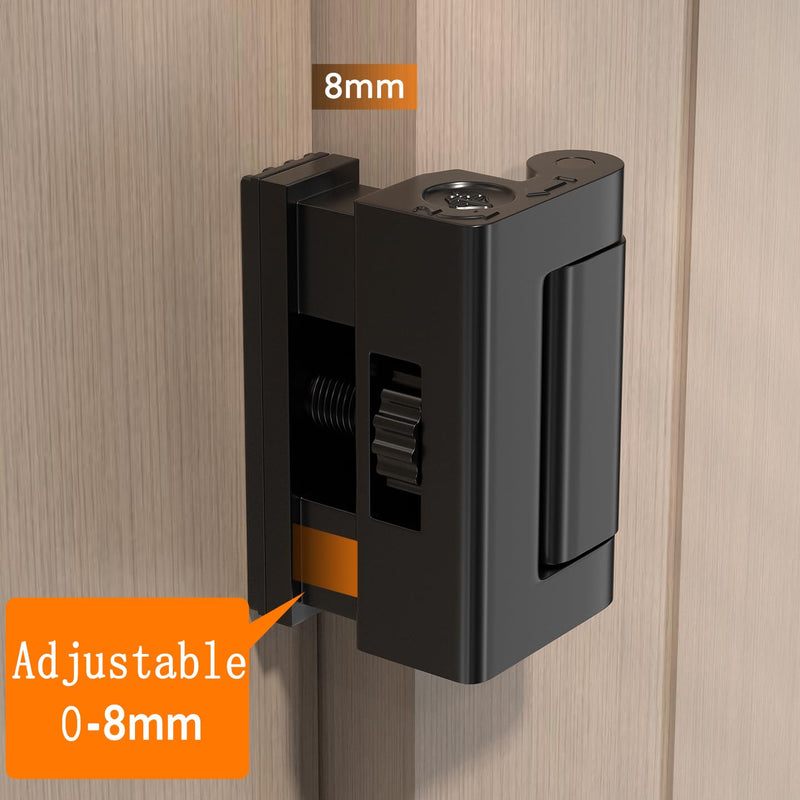 INIRET 2 Packs Black Adjustable Heavy Duty Zinc Alloy Portable Door Lock,Security Device for Enhanced Safety,for Home,Hotels,Travel,Apartments Prevents Unauthorized Entry,No Drill
