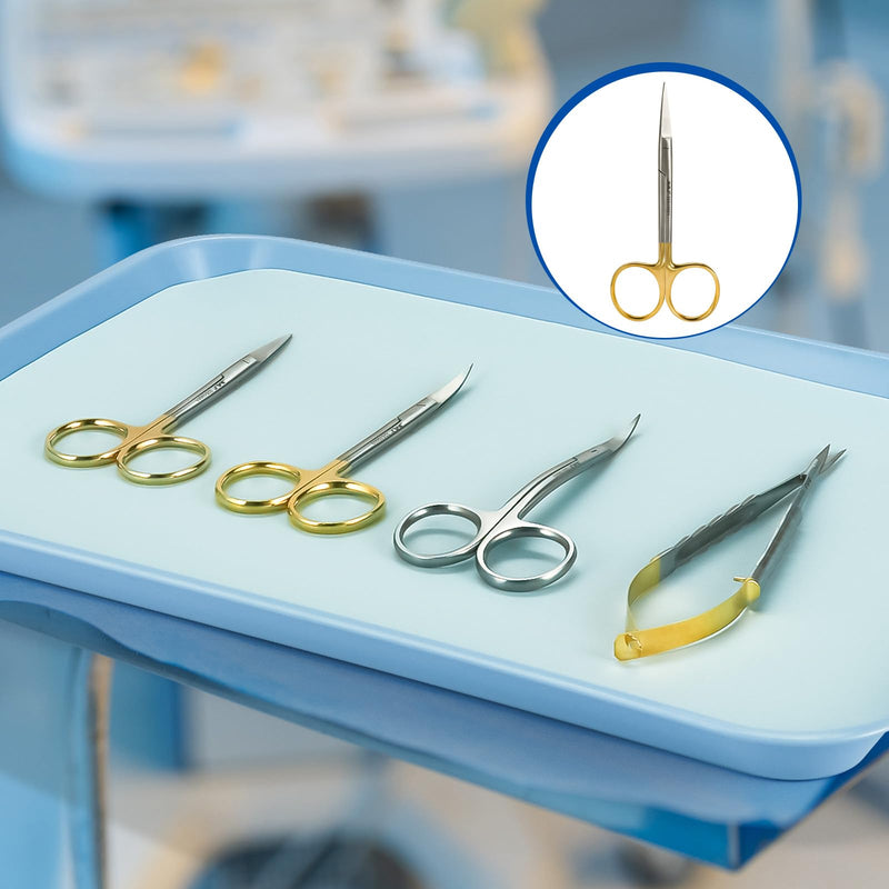 JMU Iris Micro Dissecting Scissors 4.5" Straight, Stainless Steel Surgical Gum Tissue Scissors with Gold Ring, for Trimming Gum Tissue During Dental Procedure 1