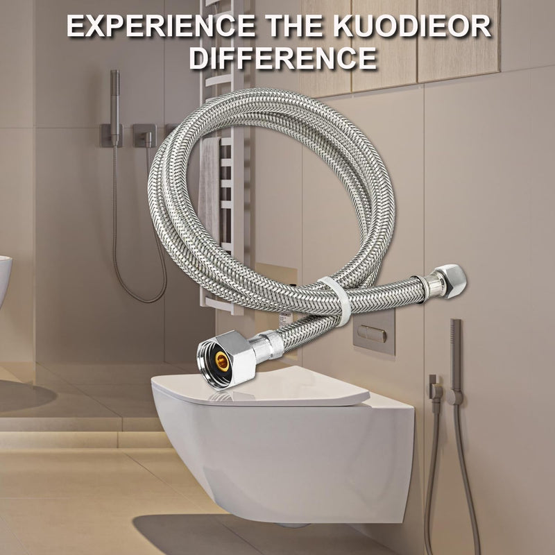 Universal Flexible Toilet Connector, 24-Inch x 3/8" Comp x 7/8" BC, Premium Braided Stainless Steel Toilet Water Supply Connector Line with Anti-Leaking Brass Nut 24 Inch