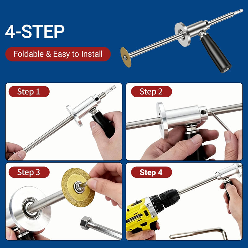 Inside Pipe Cutter for PVC Pipe Cutter, 7 Inch PVC Pipe Cutter Adjustable Cut Depth, with Handle and 4 Diamond Grit Cutting Wheel, 1/4in Hex Shank Fit for Impact Drivers