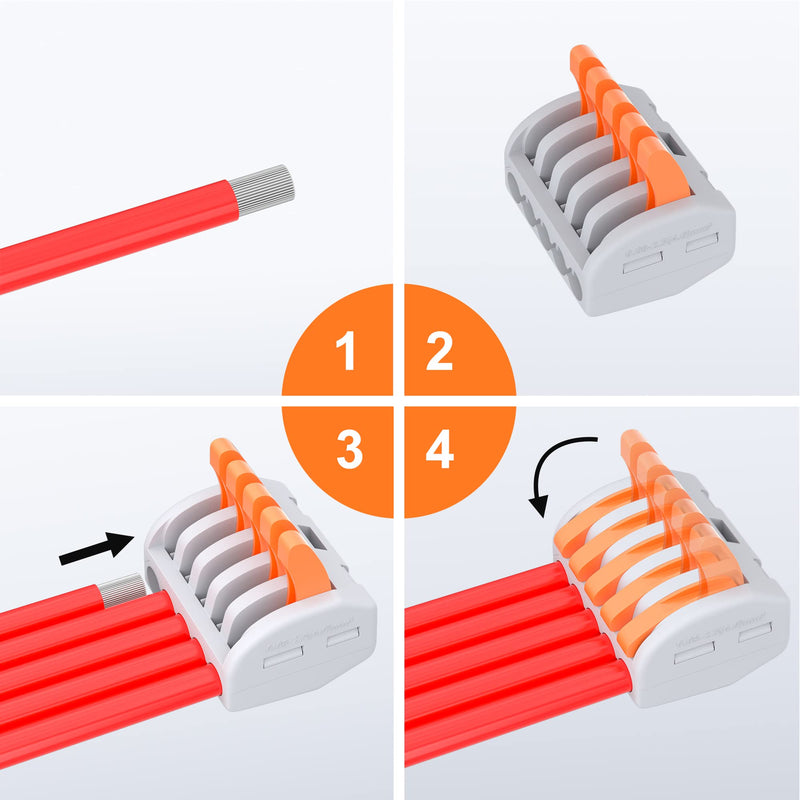 59pcs Lever Wire Connectors Kit Push-in Electrical Connectors Quick Connect Lever Nuts 2/3/4/5 Conductor Combination for 28-12AWG Normal