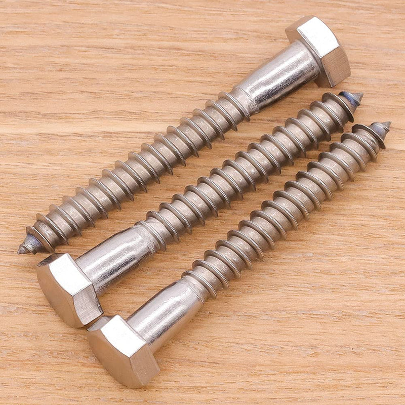 M6 x 65mm Hex Head Lag Bolts Screws, 304 Stainless Steel 18-8, Hexagon Head Deck Screws, Pack of 12 M6 x 65mm